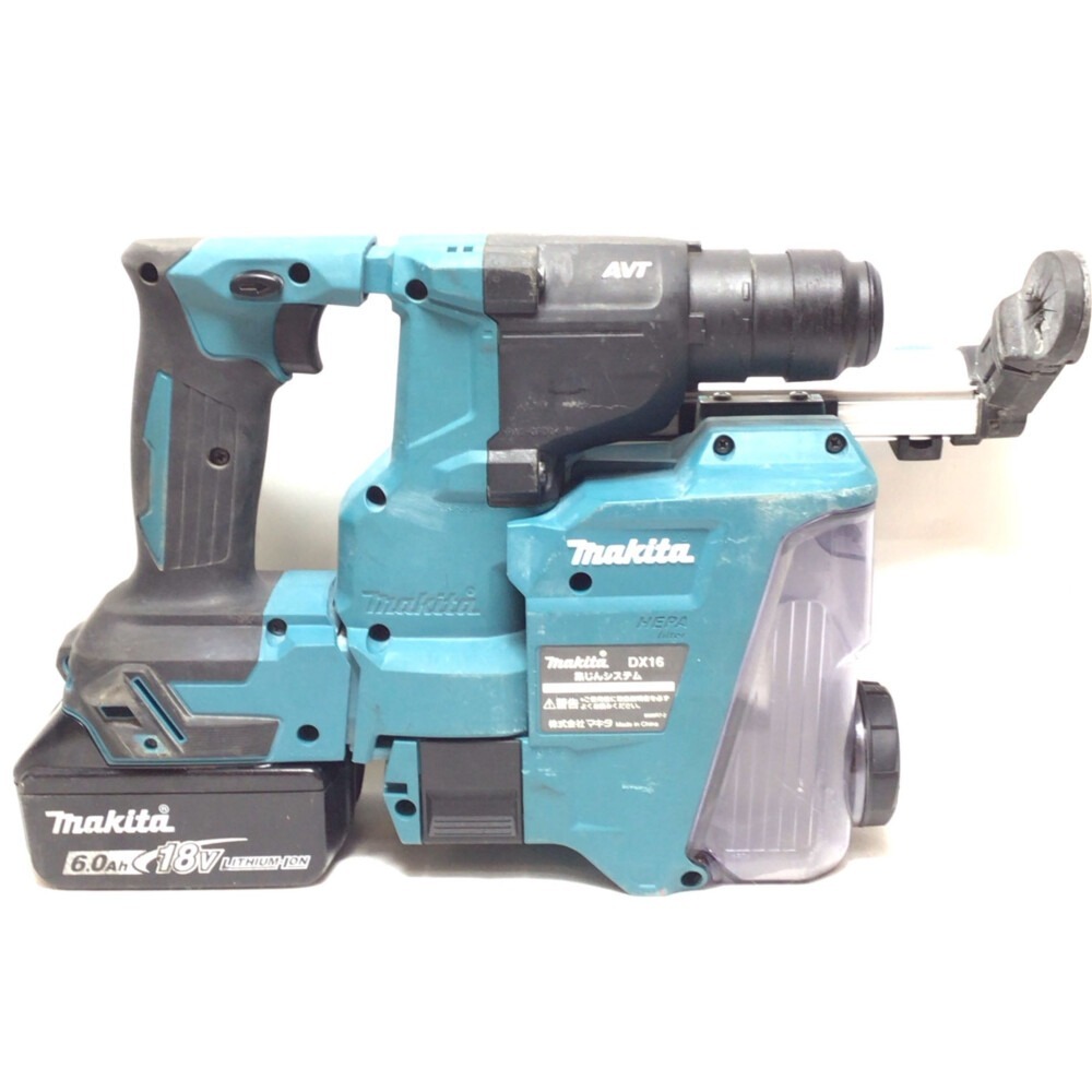 ΘΘ MAKITA マキタ ハンマドリル 充電器・充電池2個・ケース・集塵システム付 18mm 18v 程度B HR183D ブルー やや傷や汚れありの画像4