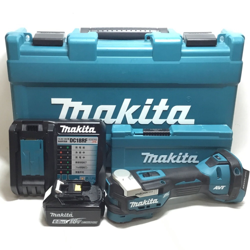 ΘΘ MAKITA マキタ マルチツール 18v 充電器・充電池1個・アタッチメント・ケース付 TM52D ブルー 目立った傷や汚れなしの画像1