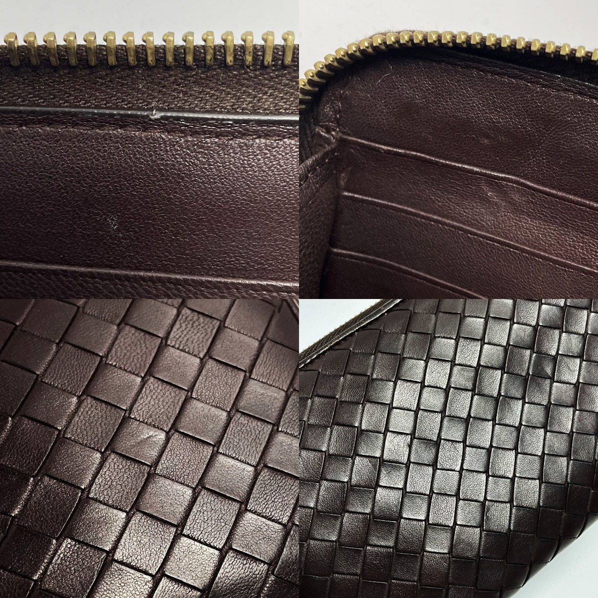 ☆☆ BOTTEGA VENETA ボッテガヴェネタ イントレチャート 114076 ブラウン 長財布 レディース ゴールド金具 やや傷や汚れあり_画像8