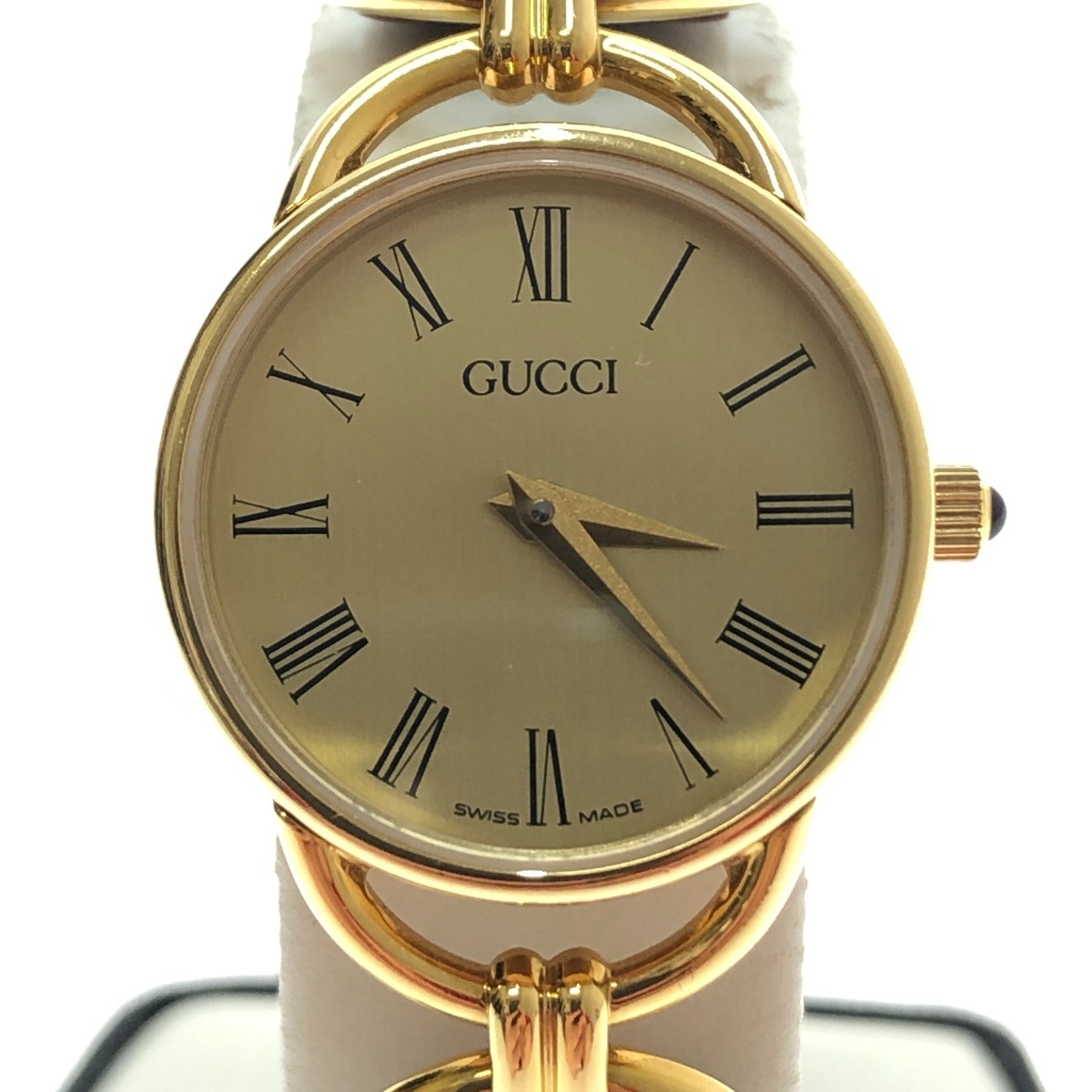 □□ GUCCI グッチ 腕時計 GP/レザー クオーツ 6000.2.L やや傷や汚れありの画像1