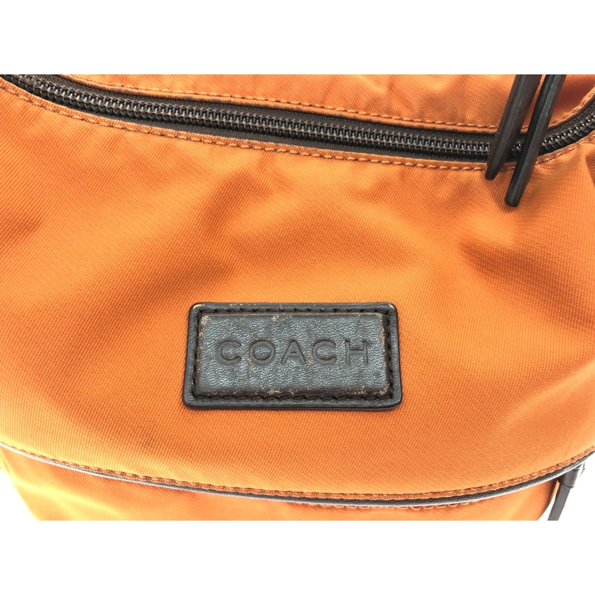 ▼▼ COACH コーチ ユニセックス ショルダーバッグ 斜め掛け ナイロン×レザー ヴァリック F70913 オレンジ やや傷や汚れあり_画像4