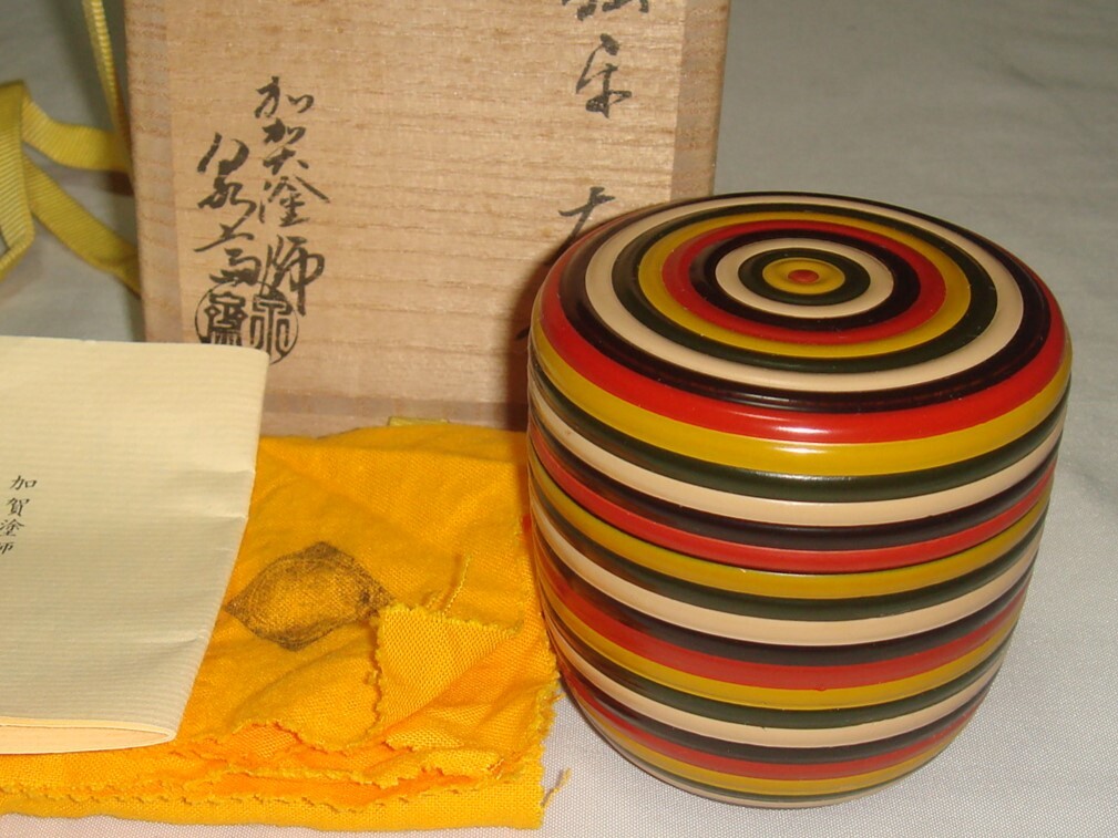 茶道具　薄器　大棗　加賀塗匠　２代高桑泉斎作　独楽塗大棗　超美品！！_画像1