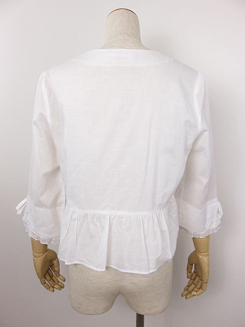 ギャラリービスコンティ　春夏　８分袖丈ジップアップジャケット　袖はフリルリボン　白　ホワイト　３/M_画像5
