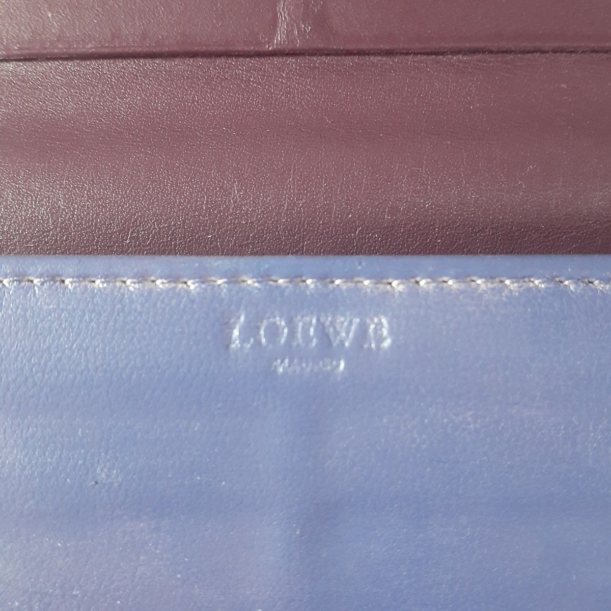 【美品】LOEWE ロエベ 長財布 保存袋リボン付き 大容量 パープル 紫 本革ソフトレザー軽量 メンズ レディース