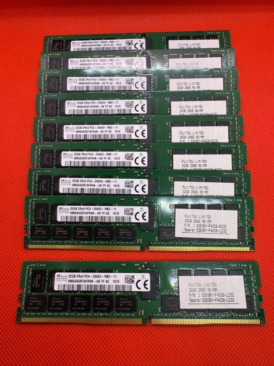 SKhynix 32GB 2Rx4 PC4-2666V-RB2-11 サーバー用DDR4メモリ32GB 9枚セット計288GB 管16の画像1