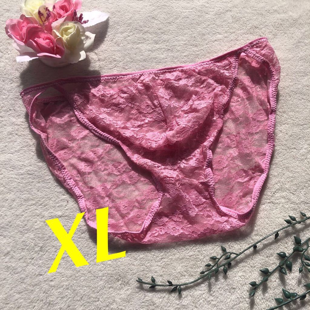 新品 メンズ XLサイズ シースルー ベビーピンク 花柄 レース エロセクシー ダンディ ワイルド パンツ ビキニ ブリーフ ショーツの画像1