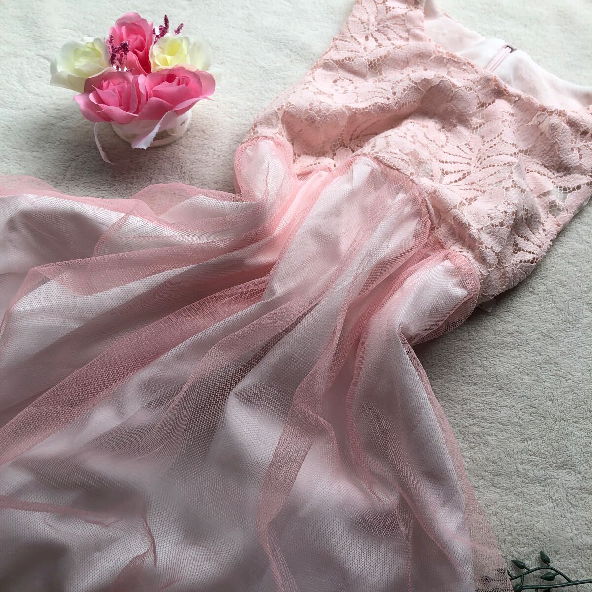 新品　100-120サイズ　豪華　ピンク　花柄　エレガント　お出かけ　ワンピース　ワンピ　可愛い　女の子　ドレス　パーティ　レース　花見