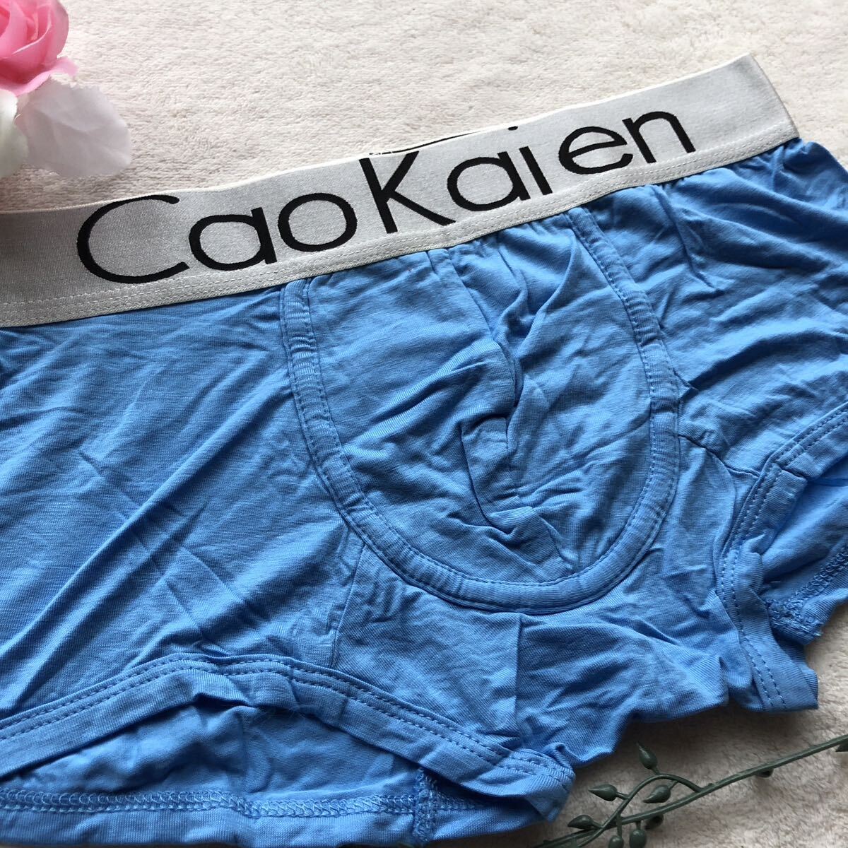 新品 メンズ Mサイズ CaoKaien ライトブルー エロセクシー 男前 ボクサーパンツ ボクサーブリーフ エロカッコいい の画像2