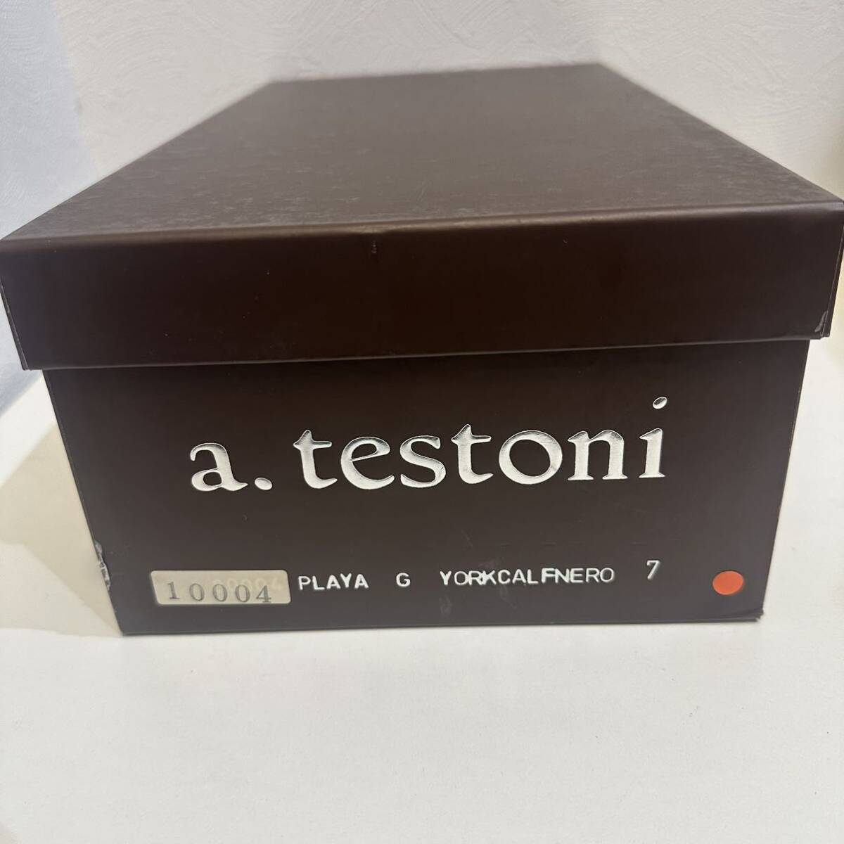 1円〜【新品・未使用】a,testoni アテストーニ革靴 イタリア製 メンズ 茶 サイズ7.5 袋、箱付き ローファー ビジネスシューズ の画像9