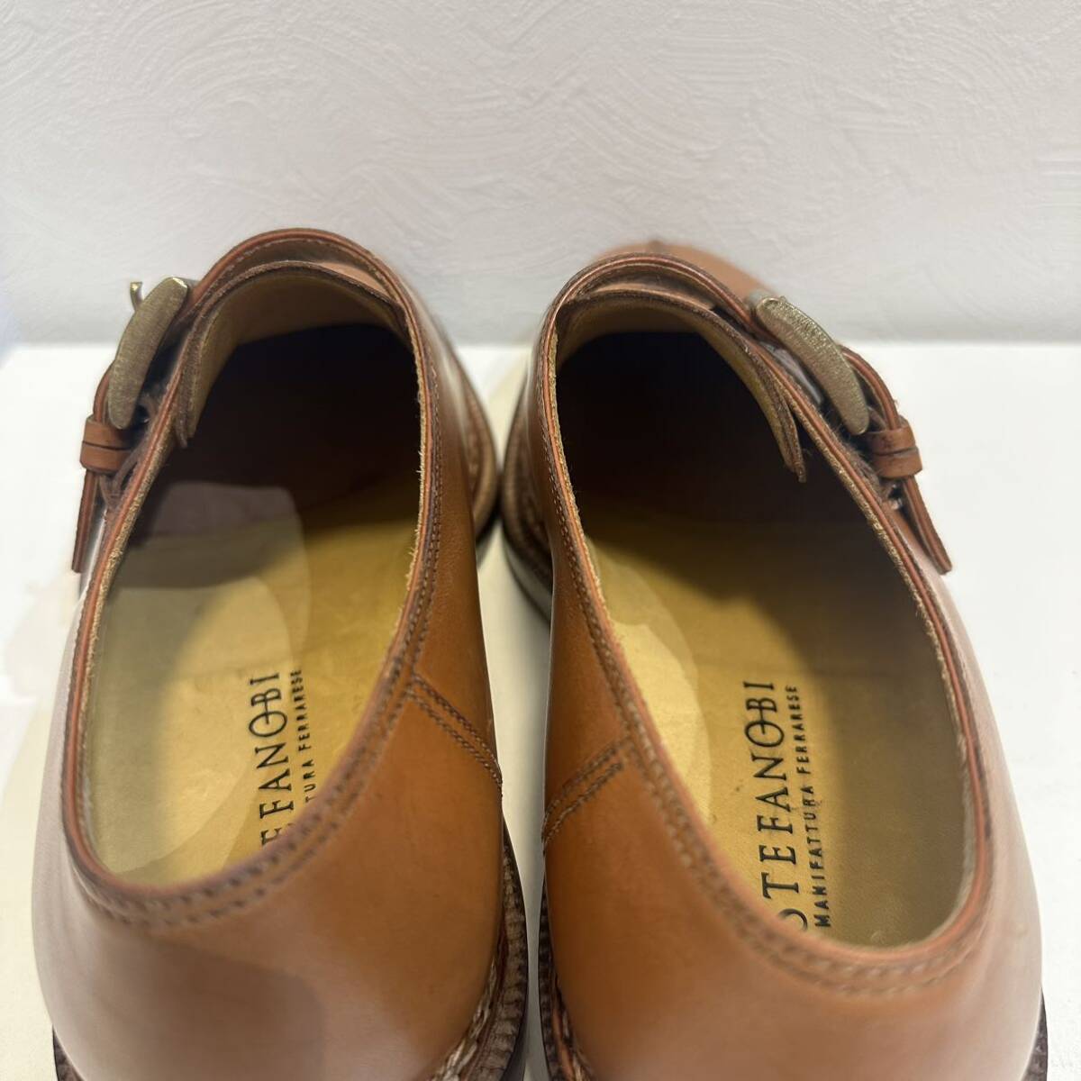 1円〜【新品・未使用】STEFANOBI ステファノビ サイズ6.5 メンズ レザーシューズ 保存袋付 革靴 皮靴 ビジネスシューズ ブラウン の画像7
