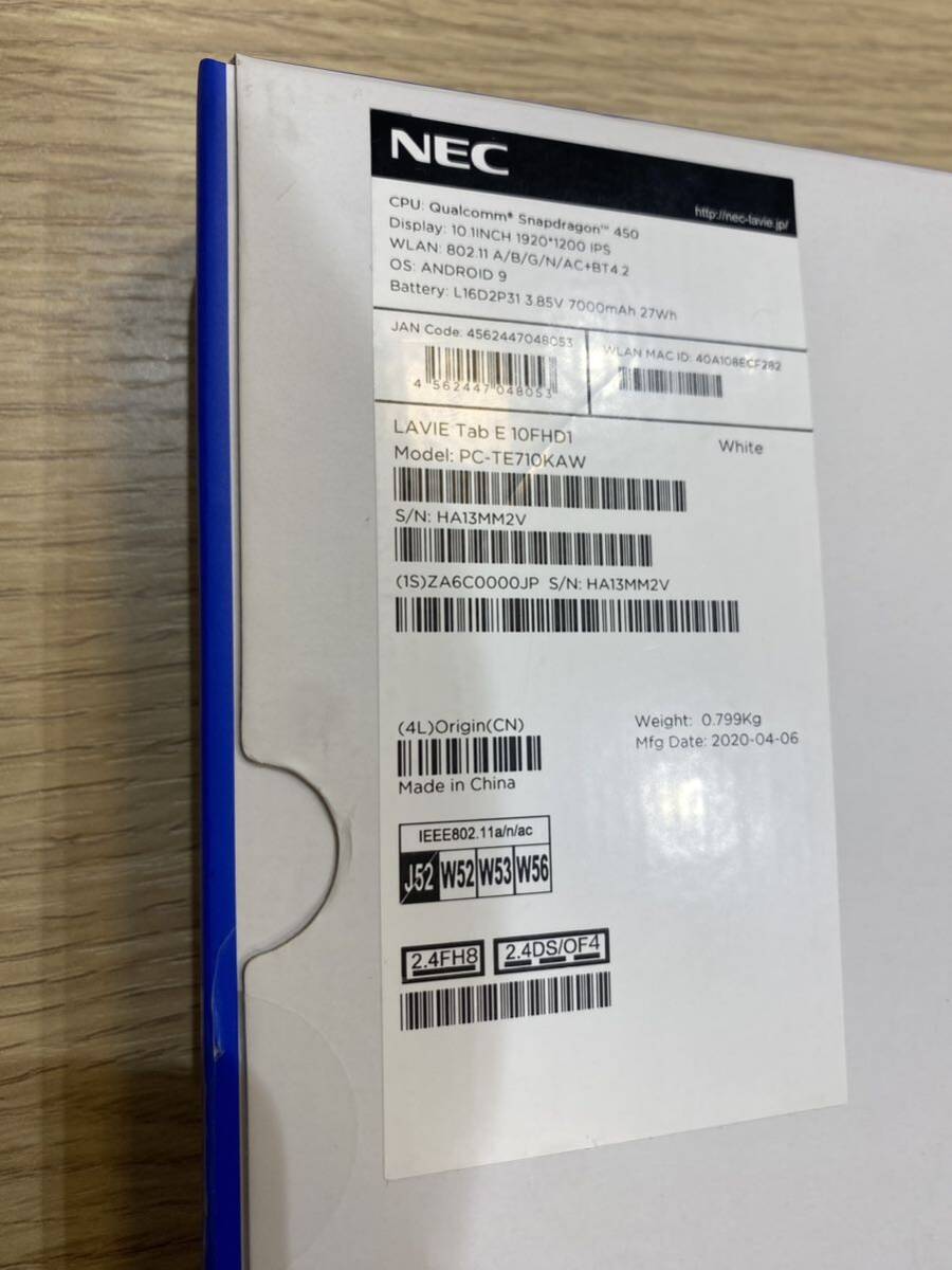 【早い者勝ち】ジャンク品 NEC タブレット PC-TE710KAW(ホワイト) LAVIE Tab E 10.1型 #19A7の画像3
