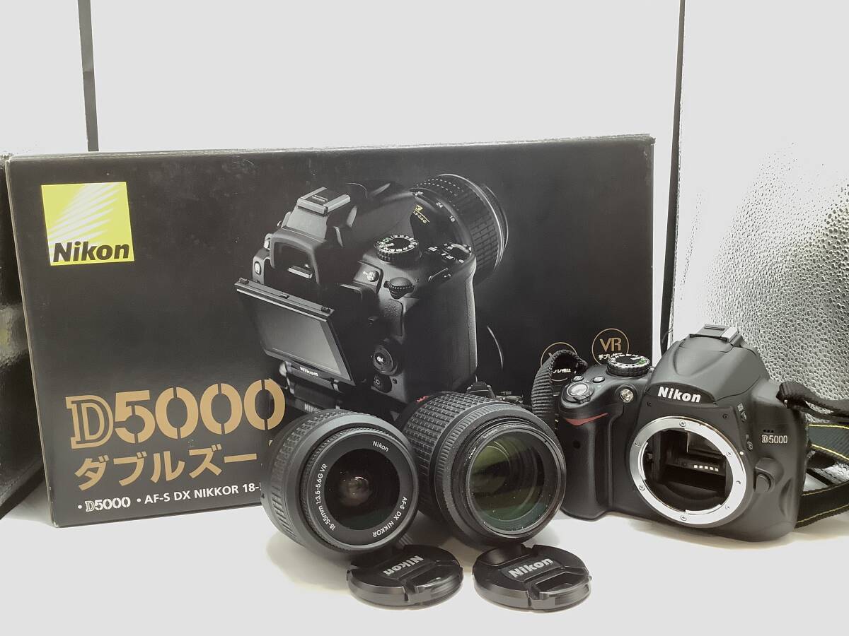 u0441 Nikon ニコン D5000 ダブルズームキット デジタル一眼レフカメラ AS-F NIKKOR 18-55mm 3.5-5.6G / 55-200mm 4-5.6G 通電確認〇の画像1