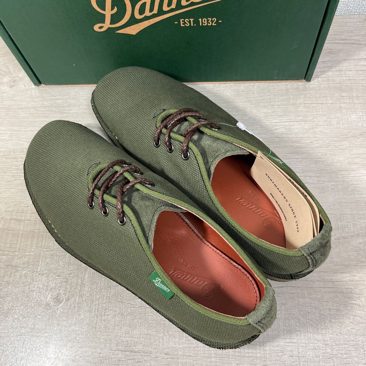 1円スタート売切り 新品未使用 DANNER ダナー SHANIKO LACE HANPU オリーブ スニーカー 日本製 26cm 完売品 ビジネス シューズ 限定品の画像6