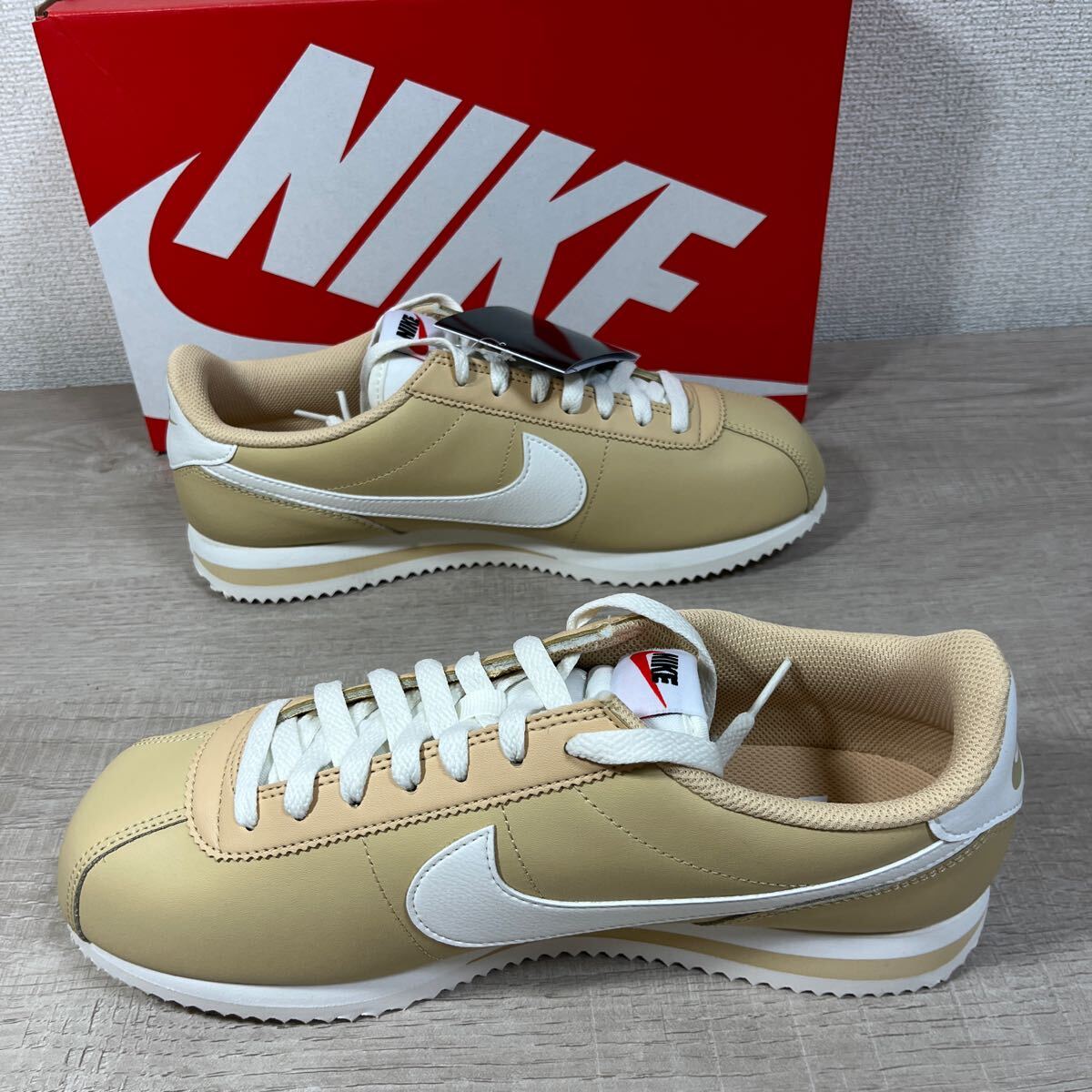 1円スタート売切り 新品未使用 NIKE CORTEZ ナイキ コルテッツ スニーカー 定番 ホワイト ベージュ 27cm レザー 完売品_画像4