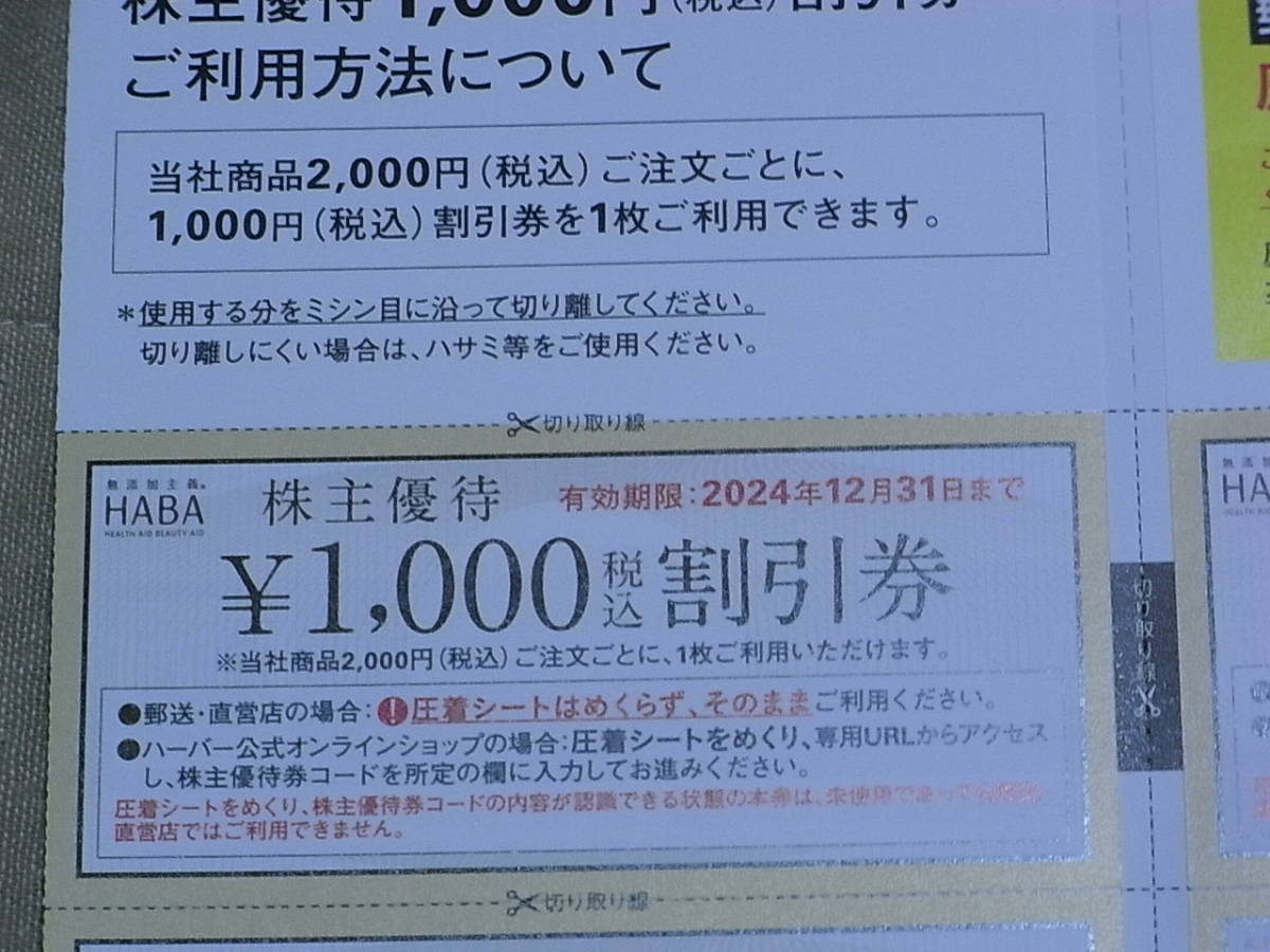 匿名配送 送料無料 ハーバー 株主優待券 1万円分 HABA お買物券 有効期限2024年12月31日_画像2