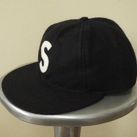 ☆ 23SS Supreme シュプリーム Ebbets S Logo Fitted 6-Panel Cap エベッツ エスロゴ 6パネル キャップ ウール samll box logo (黒60.6)ESAの画像3