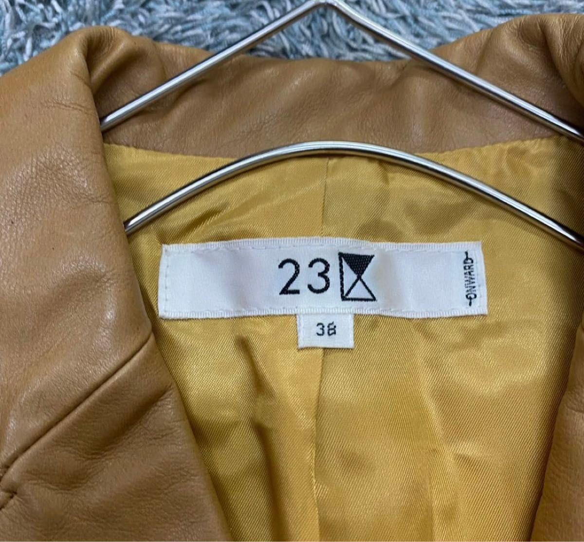 23区 革ジャン レザージャケット 牛革 テーラードジャケット ブラウン 茶色 レディース ライトアウター トップス