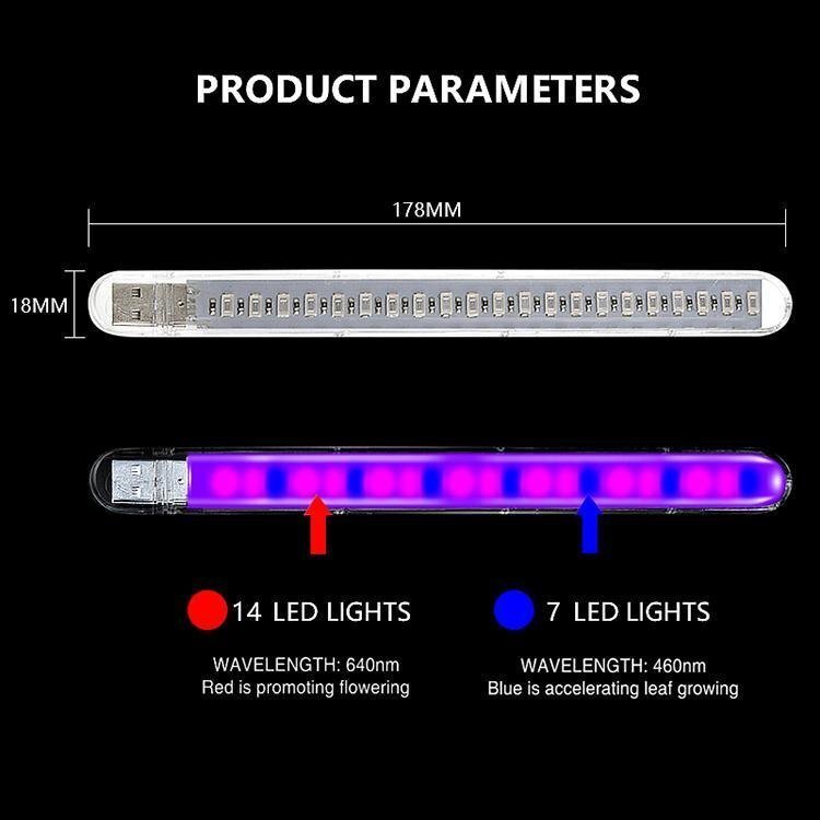 植物育成LEDライト 10W 5V USB給電式 室内植物の成長を促進 赤色+青色 フルスペクトルLED21灯 フレキシブルネック付 SULED21の画像8