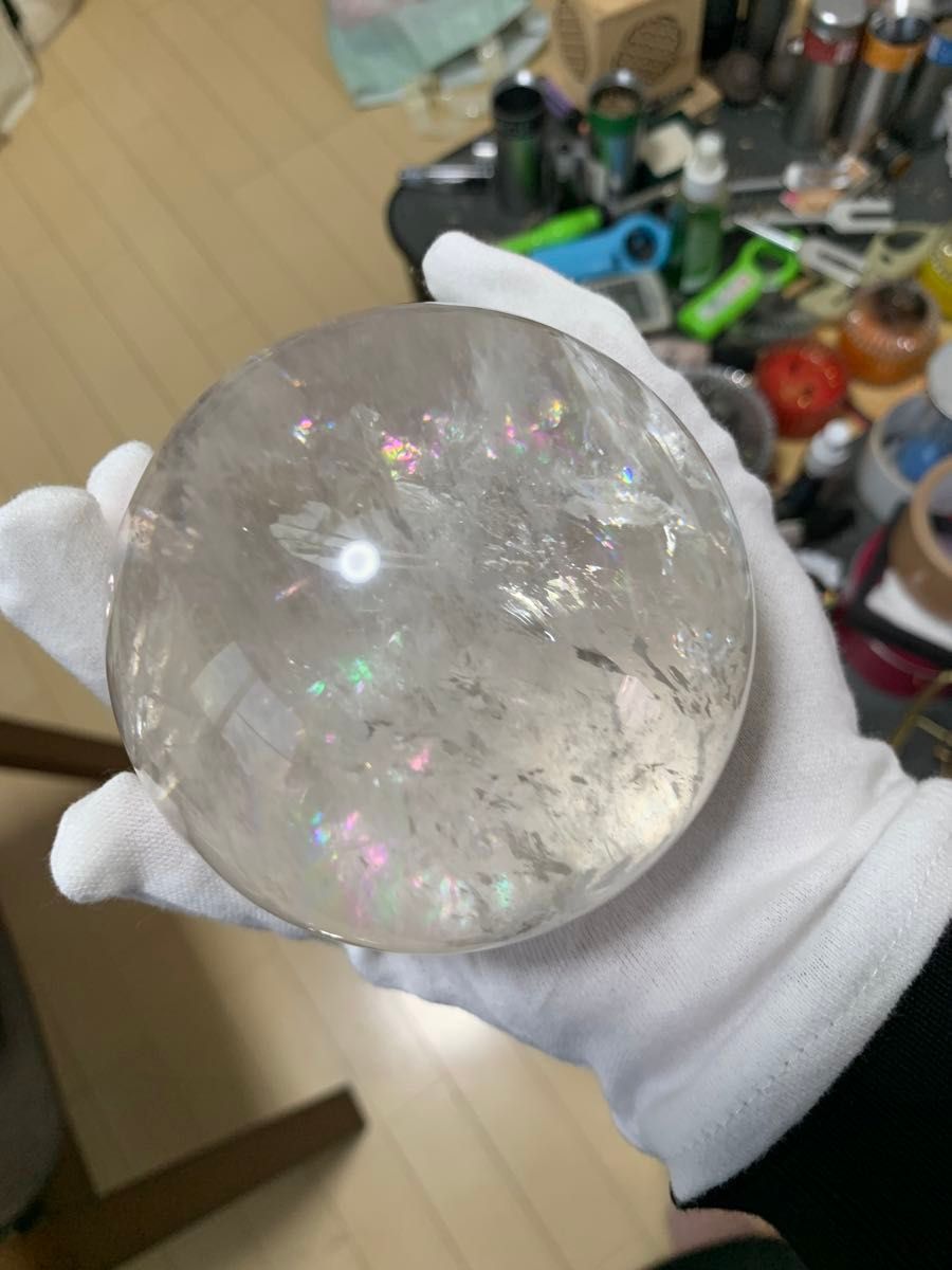 白水晶　素敵虹入り　天然石 9.5cm パワーストーン　透明度いいクオリティー水晶