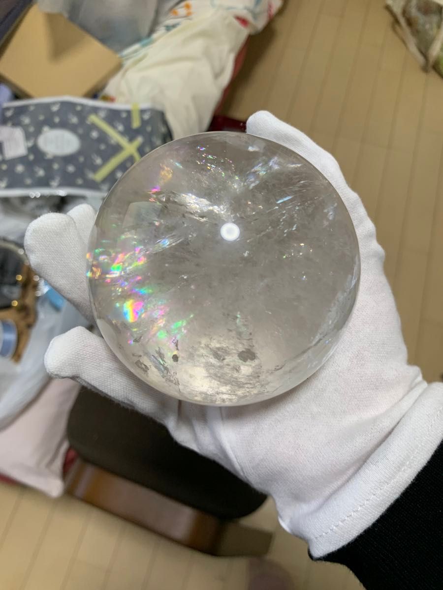 白水晶　素敵虹入り　天然石 9.5cm パワーストーン　透明度いいクオリティー水晶