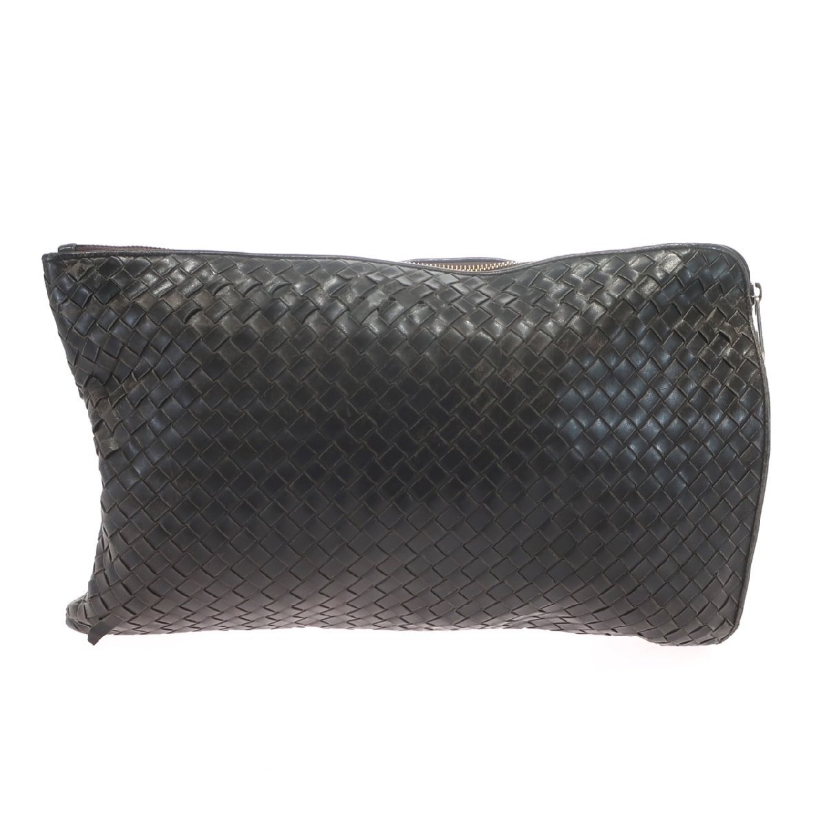 1円スタート BOTTEGA VENETA ボッテガヴェネタ イントレチャート クラッチバッグ 155150 レザー シルバー金具 セカンドバッグ ブラウンの画像2