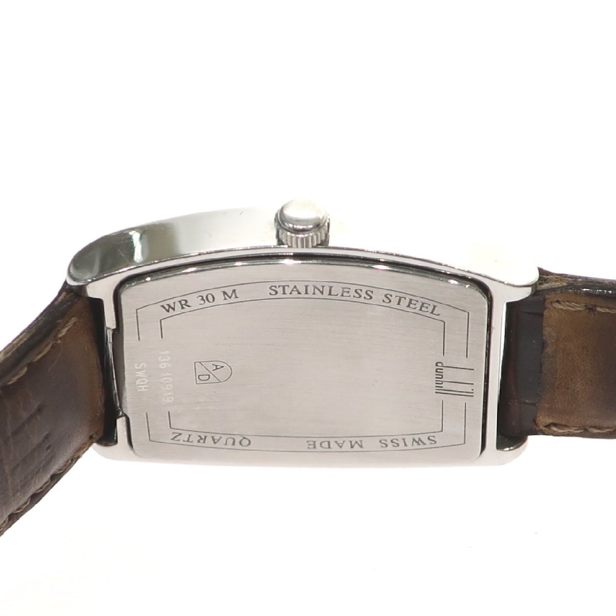 1 иен старт работа товар Dunhill Dunhill мужские наручные часы WR30M Date кварц QZ квадратное 3 стрелки кожа ремень серебряный SS слоновая кость циферблат 