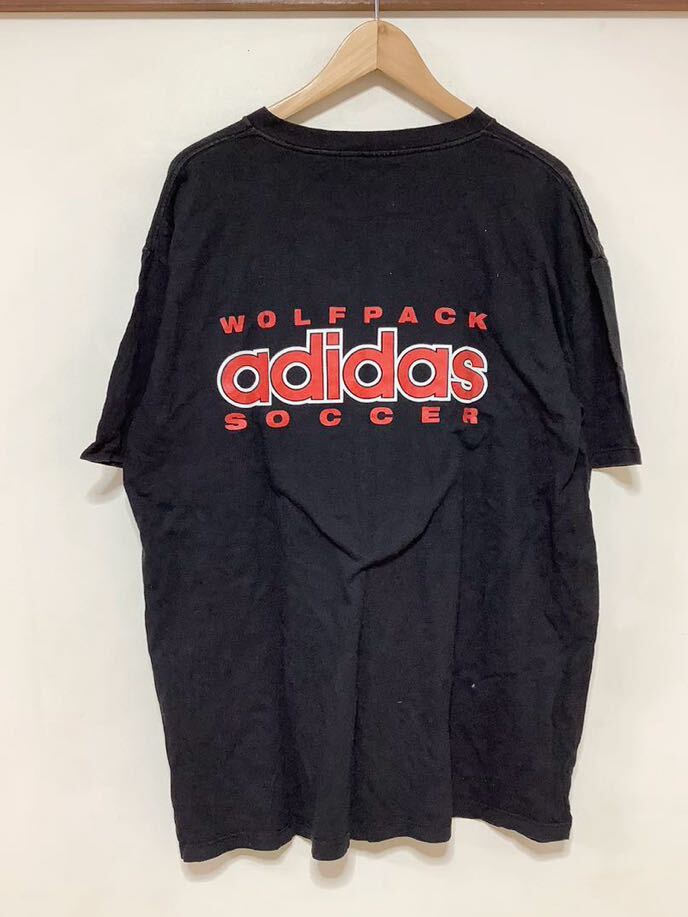 の1339 USA製 adidas アディダス 半袖Tシャツ L オールド ブラック NSC WOLFPACK adidas SOCCER_画像2