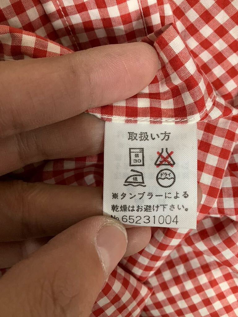 つ1359 Captain Santa キャプテンサンタ ギンガムチェック 長袖シャツ L レッド ロゴ刺繍 ボタンダウン 日本製 の画像4