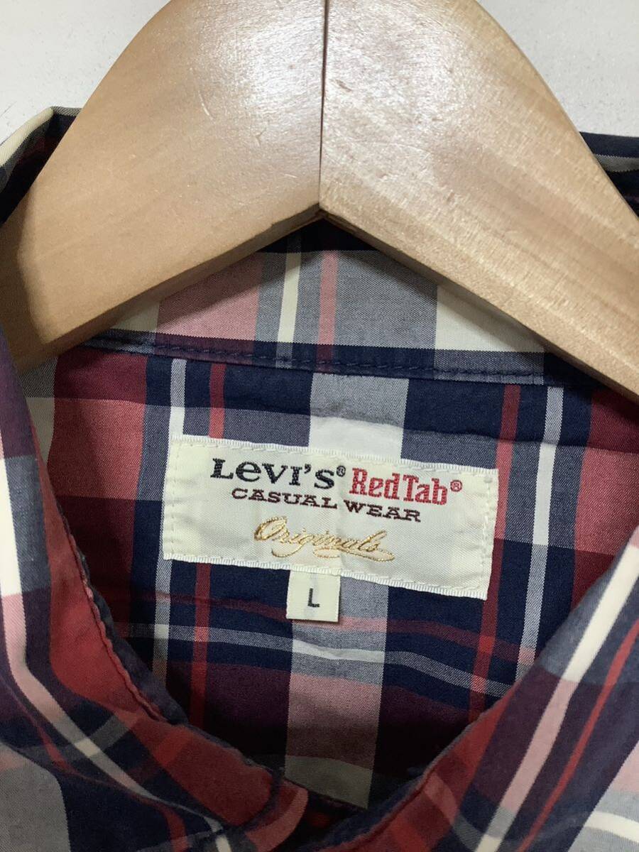 な1359 Levi's RedTab リーバイスレッドタブ チェック 長袖シャツ ウエスタンシャツ L レッド/ネイビー/ホワイトの画像3
