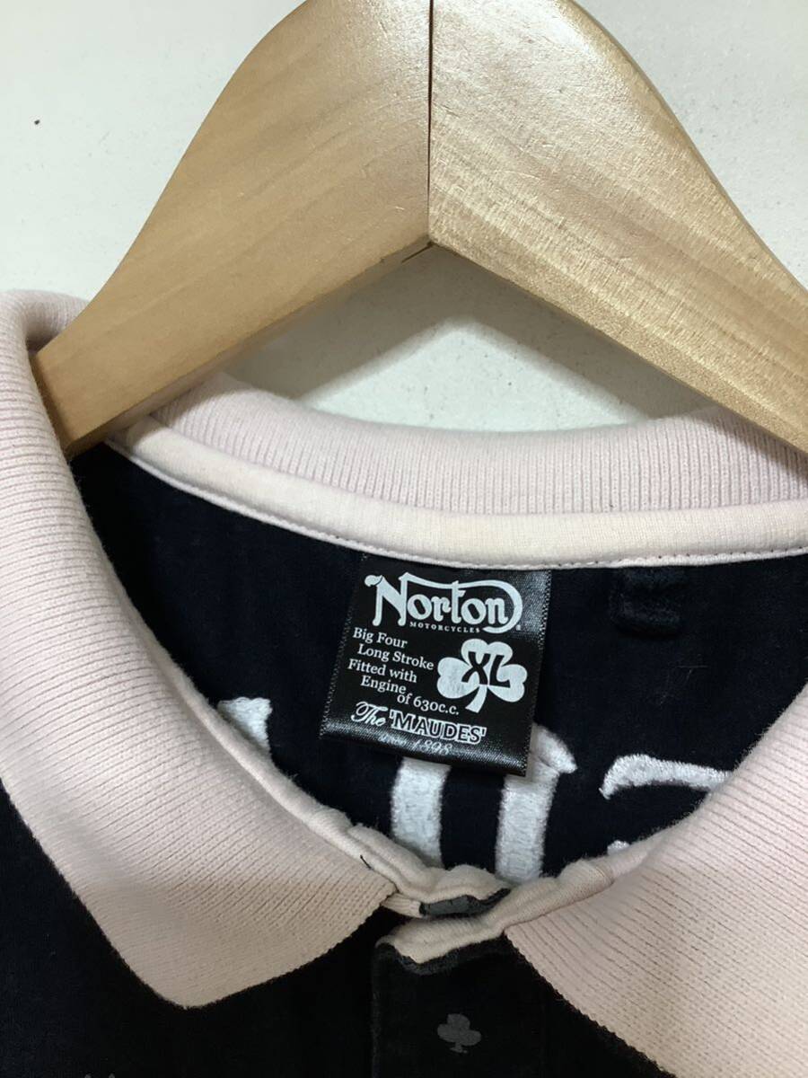 の1360 Norton ノートン 総柄 半袖ポロシャツ XL ネイビー/ピンク SPEED KING_画像3