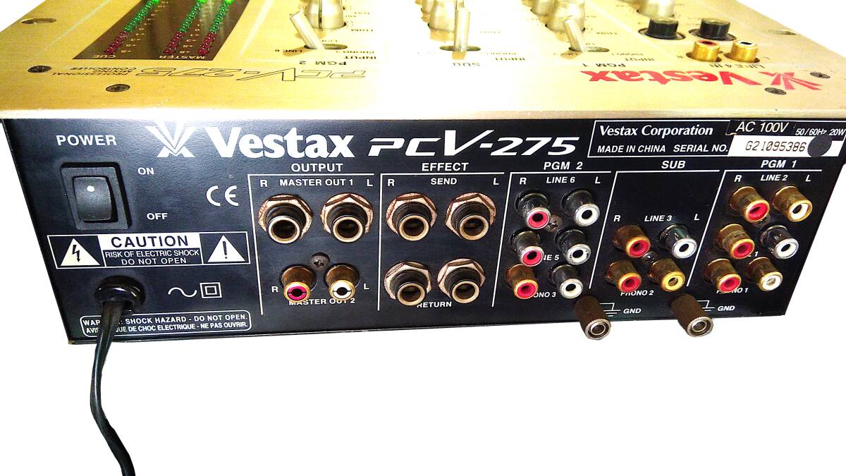 送料本文 VESTAX DJ ミキサー 音出し ベスタックス MIXER 現状 詳細本文 ゴールド系色 多チャンネル 電源コードタイプ 管理番号1904の画像4