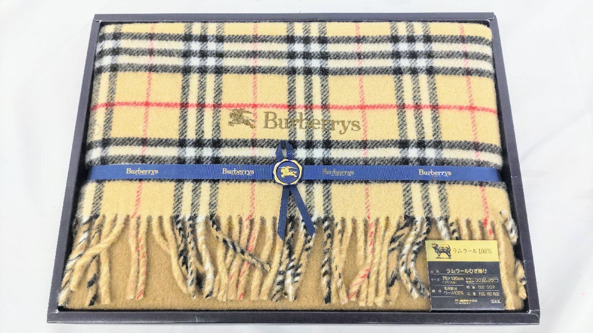 T1737 未使用品 Burberrys バーバリー ノバチェック ラムウールひざ掛け ベージュ ラムウール100% 75×130cm ブランケット 西川産業の画像2