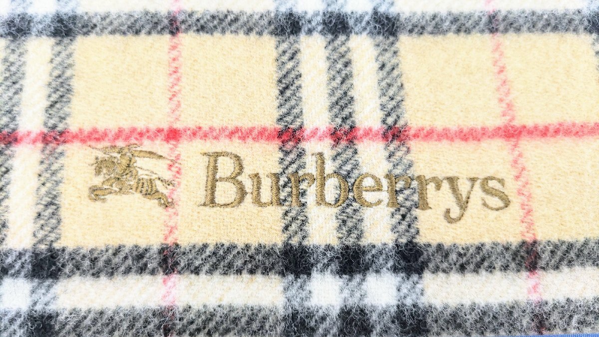 T1737 未使用品 Burberrys バーバリー ノバチェック ラムウールひざ掛け ベージュ ラムウール100% 75×130cm ブランケット 西川産業の画像3