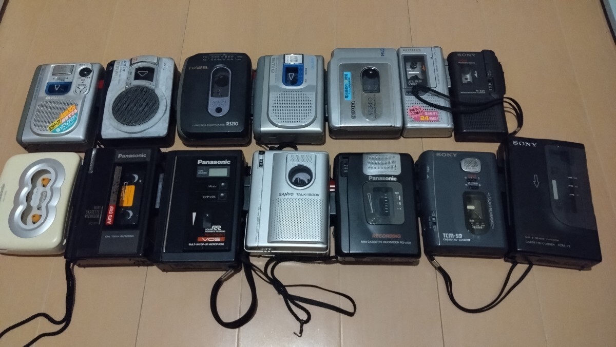 カセットプレーヤー カセットレコーダー SONY aiwa Panasonic SANYO 各種 計14台 未チェック ジャンク品の画像1