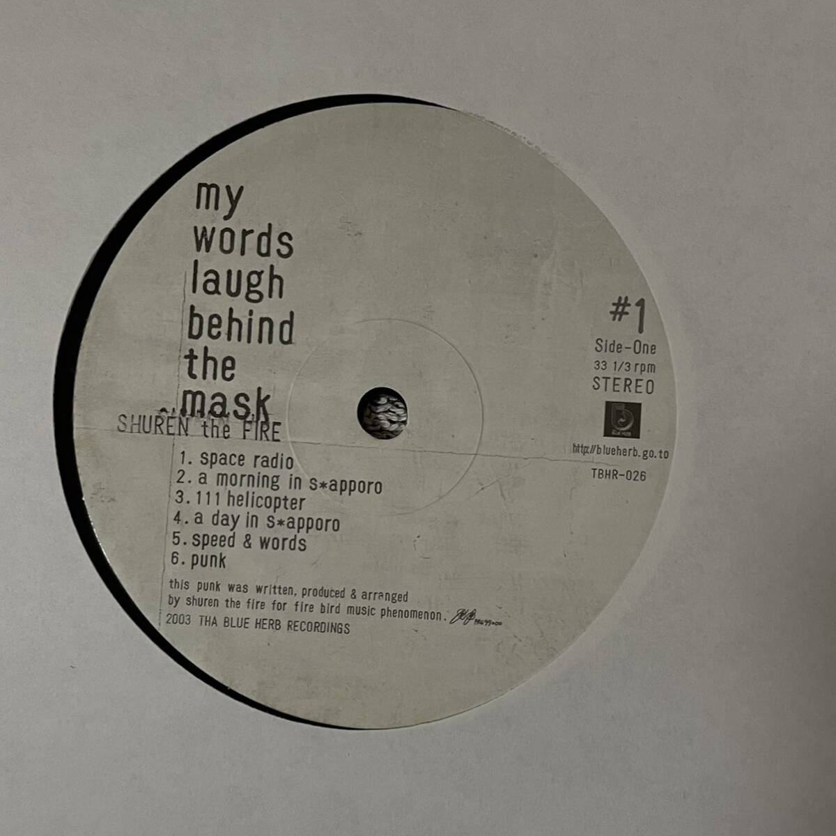 【盤反り】【LP】◆即決◆美盤 中古■【SHUREN the FIRE / my words laugh behind the mask】■TBHR026 THA BLUE HERB RECORDINGS hip hopの画像6