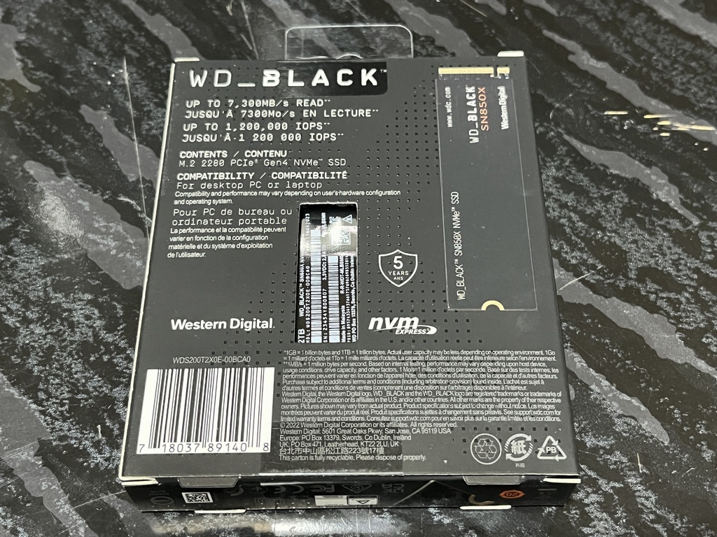 ■ Western Digital WD Black SN850X WDS200T2X0E 2TB NVMe SSD 未使用新品② ■の画像2