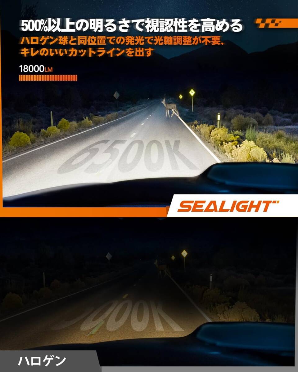 シルバー SEALIGHT H7 LEDヘッドライト フォグランプ 18000LM 60W「2023年 16個CSPチップ搭載 ミ_画像3