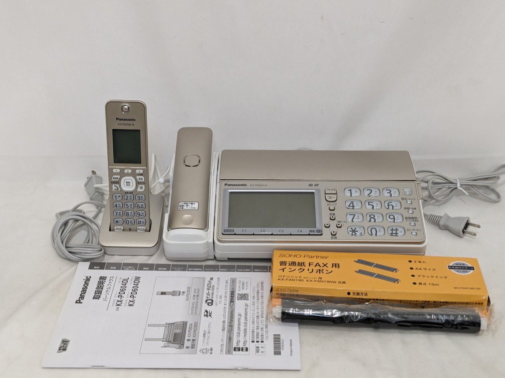 Panasonic パナソニック おたっくす 受話子機付き FAX 電話機 KX-PD604-N 子機 KX-FKD506-N インクリボン KX-FAN190/190W/190V 互換 長15m_画像1