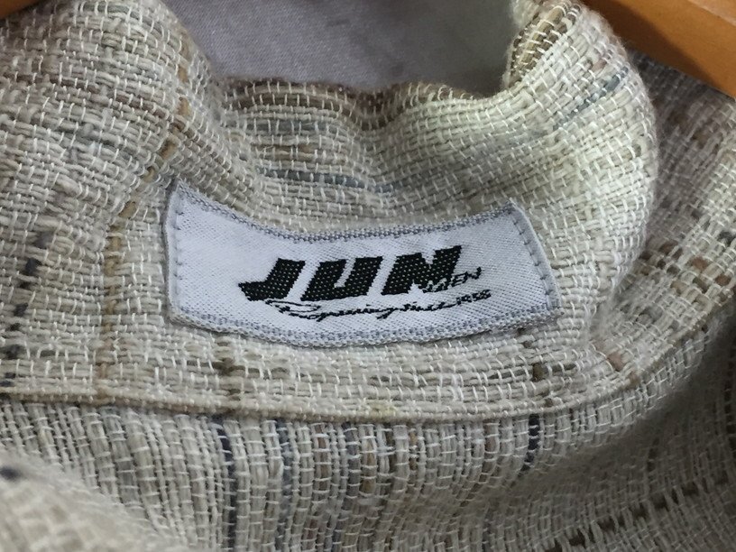 80s 90s JUNMEN ジュンメン レーヨン リネン混 デザインジャケット サイズ：不明 カラー：ベージュ系 メンズ 古着 ヴィンテージの画像4