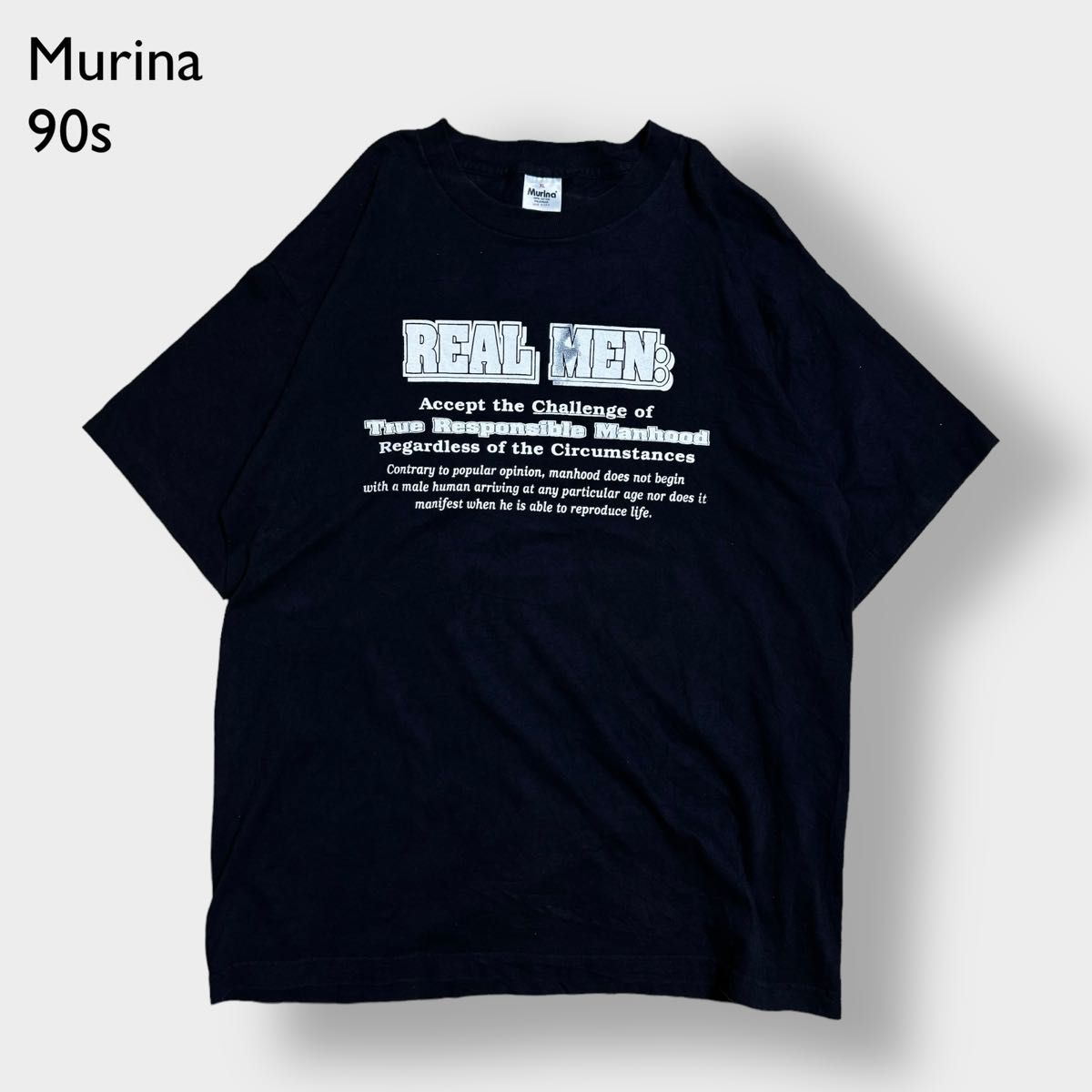 murina 90s USA製 プリント Tシャツ ヴィンテージ シングルステッチ ビッグサイズ バックプリント XL 黒 古着