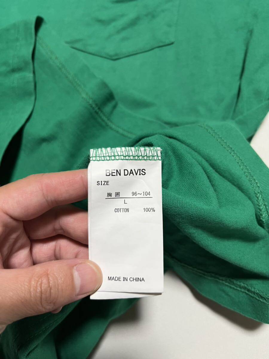 BEN DAVIS メンズ L 刺繍ロゴ ゴリラ ポケット付き 長袖 Tシャツ ロンT ポケT / ベンデイビス アメカジ ワーク ストリートの画像5