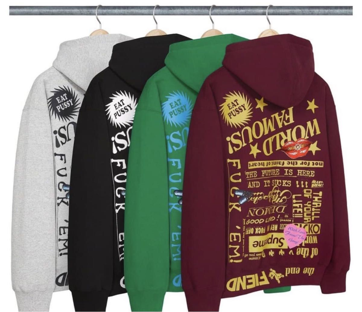 【Supreme】2023 Fiend Hooded Sweatshirt パーカーＭサイズ【正規店購入・新品】黒　シュプリーム