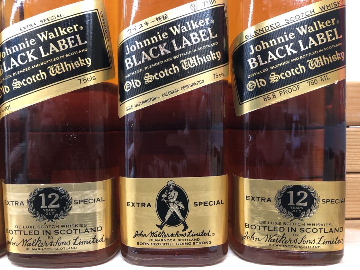 ... машина   черный  этикетка ６ шт.   комплект  12 год   черный  золото  cap  Johnnie Walker BLACK LABEL ...  виски   750ml 43%  старый алкогольный напиток 