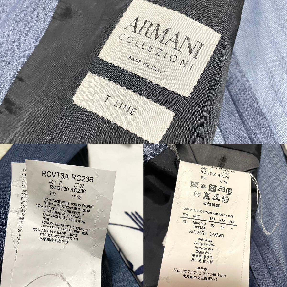 XLサイズ！ARMANI COLLEZIONI【大人の品格】セットアップスーツ 52R 紺色 ネイビー T LINE 高級ライン アルマーニコレッツォーニ _画像4