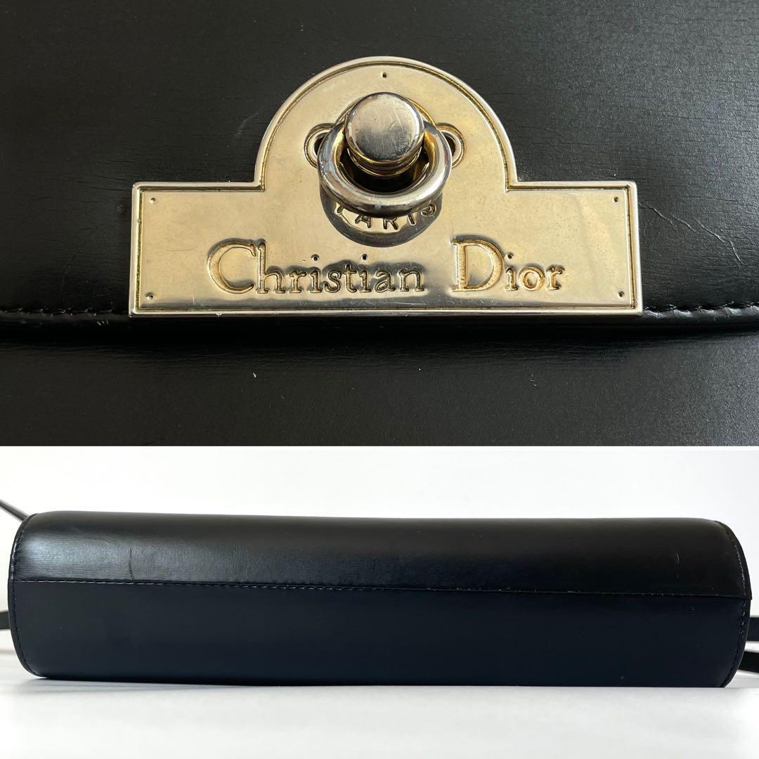 【極美品★レア】Dior クリスチャンディオール ハンドバッグ ショルダーバッグ 2way ボックスカーフレザー ロゴプレート フォーマル 黒_画像6