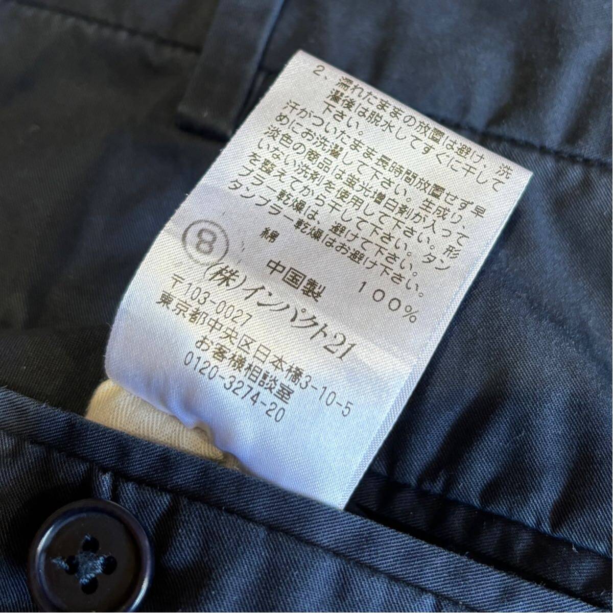 【90s】 00s POLO RALPH LAUREN ポロラルフローレン コットン チノパンツ メンズ W38 紺/ネイビー ノータック テーパード 古着 USED_画像9