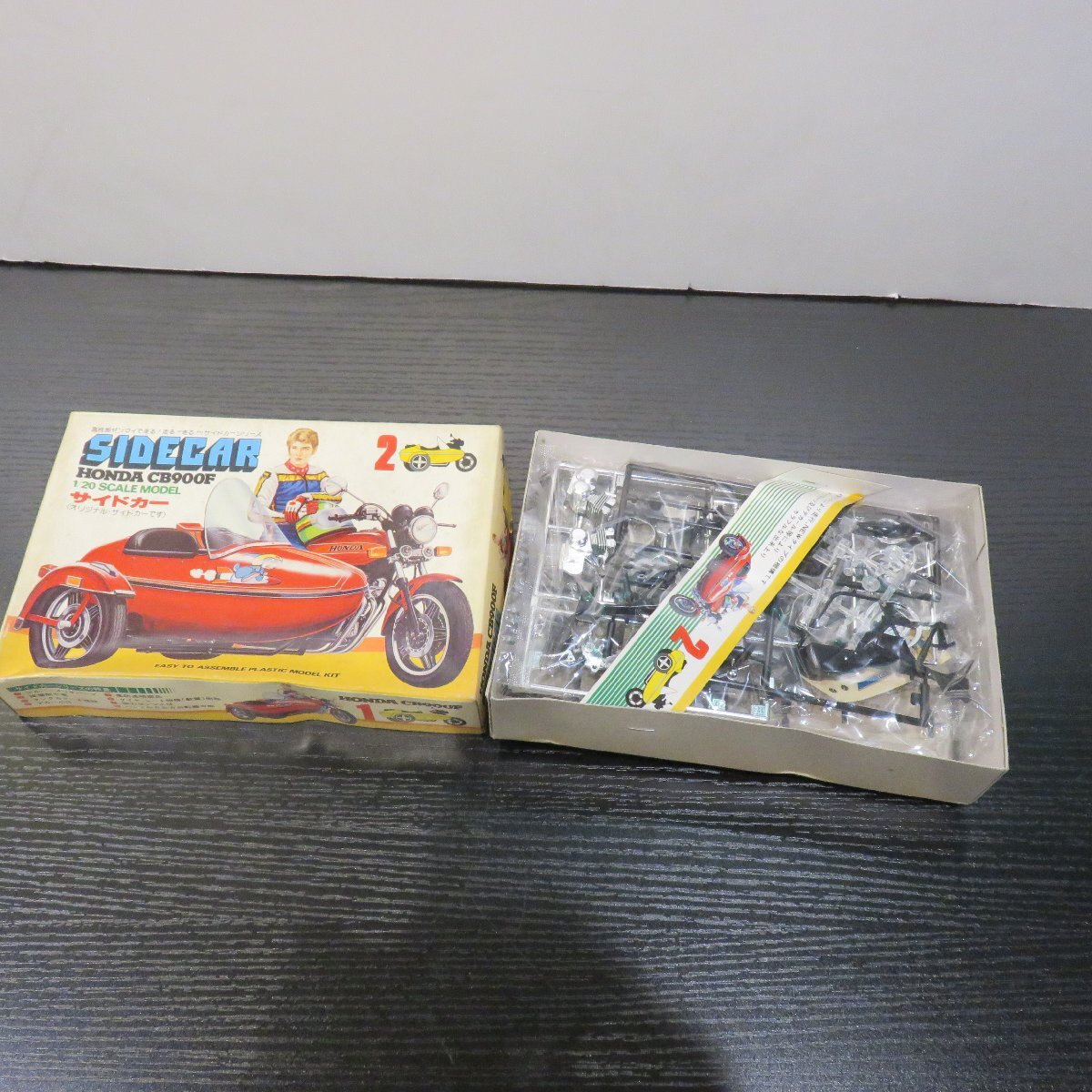 [76]1 jpy ~ not yet constructed river . association 1/20 Honda CB900F side-car plastic model box damage equipped present condition goods ②