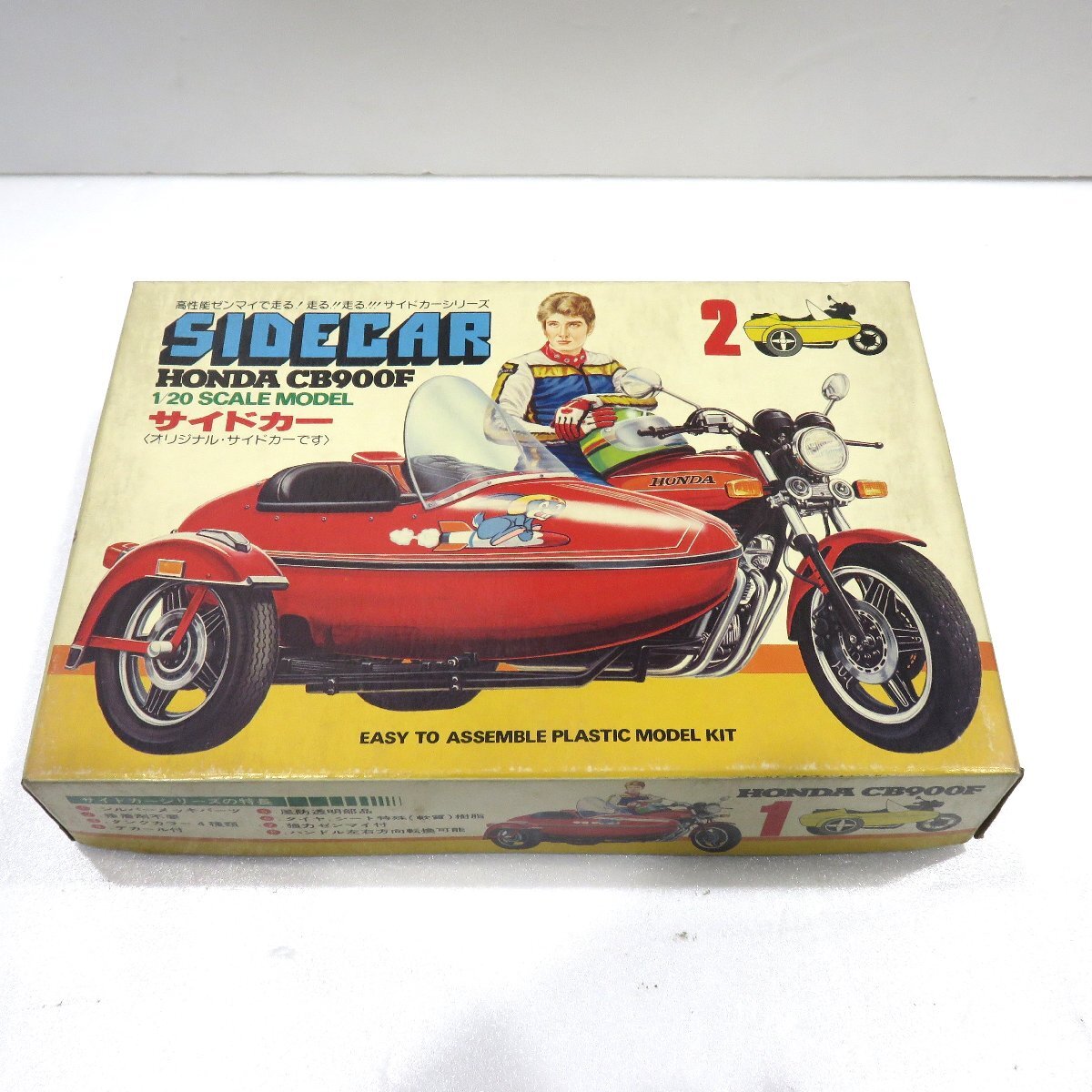 [76]1 jpy ~ not yet constructed river . association 1/20 Honda CB900F side-car plastic model box damage equipped present condition goods 