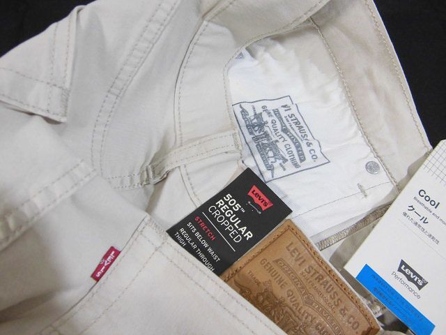 D火04899新品▼ リーバイス 505 レギュラーフィットクロップドパンツ W34 COOL素材 クロップドパンツ Levi's ストレッチ オフホワイト系の画像6