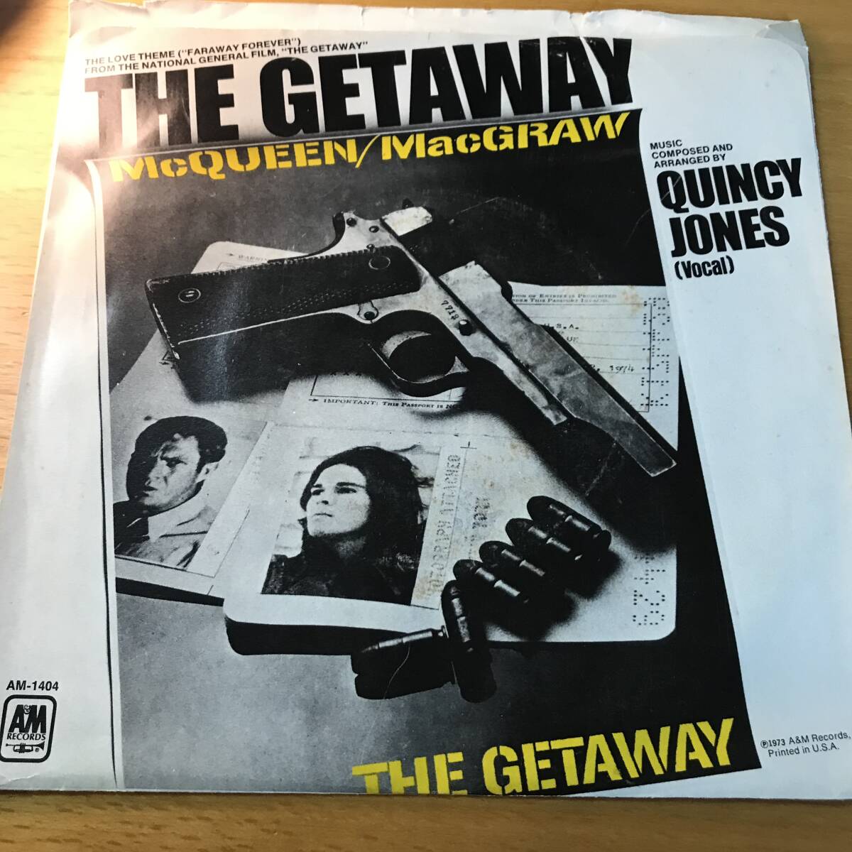 試聴 サントラ盤 QUINCY JONES THE LOVE THEME FROM THE GETAWAY VOCAL / INST 両面NM 1973 サム・ペキンパー/ヴァイオレンス・アクションの画像1